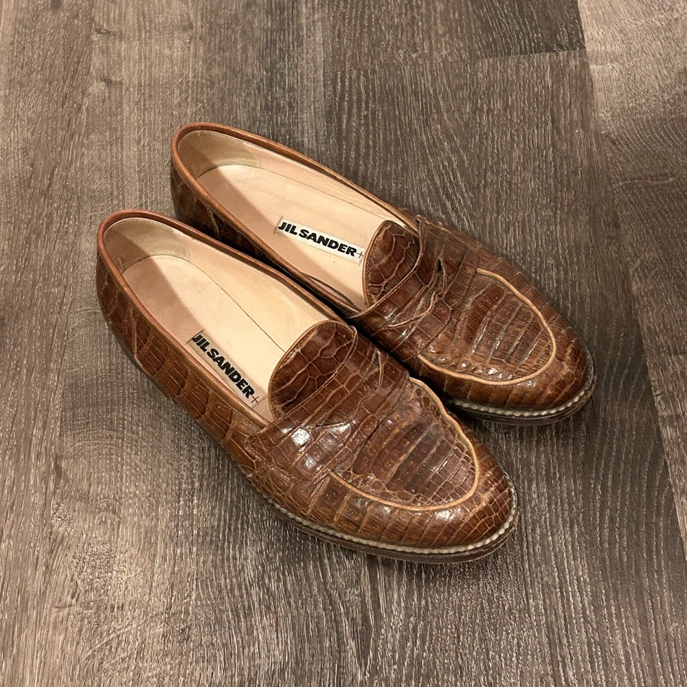 Jil Sander Croc Loafers, Women Size 37.5 (US Size 7)